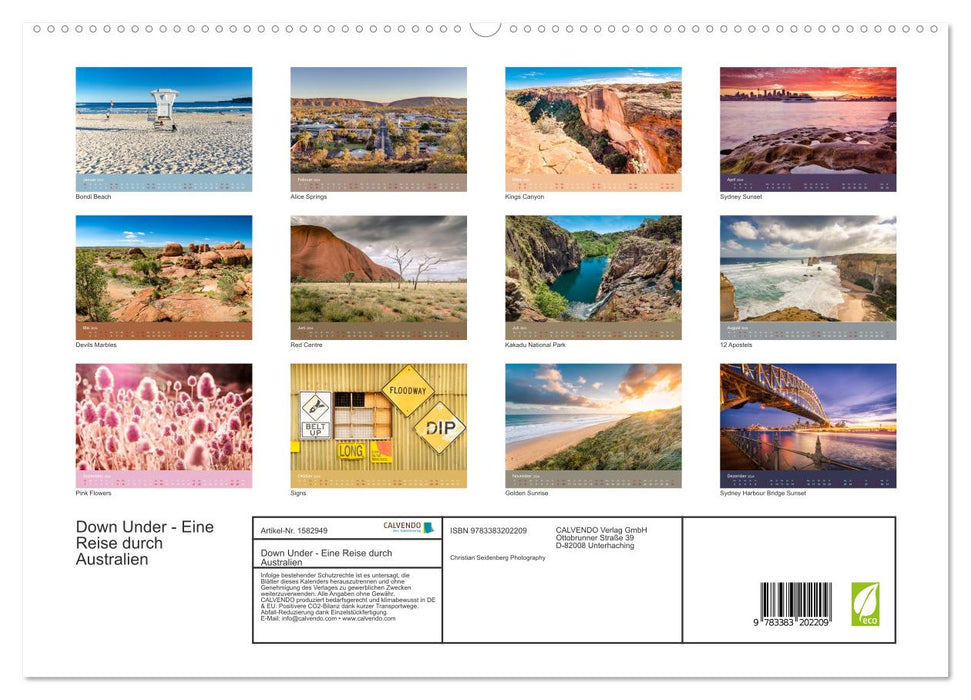 Down Under - Un voyage à travers l'Australie (Calvendo Premium Wall Calendar 2024) 