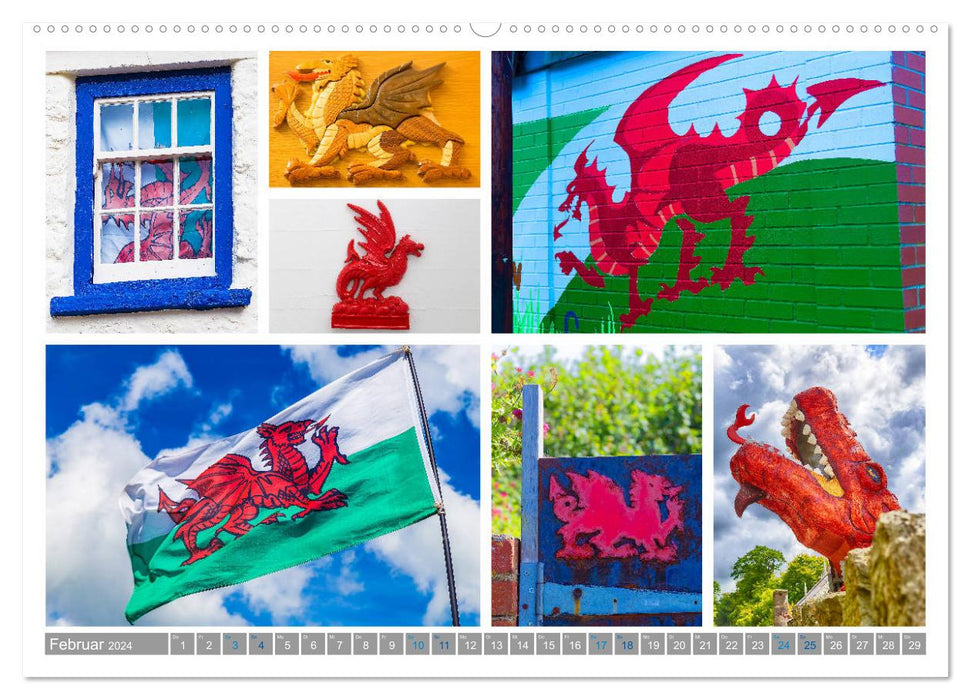 Envie du Pays de Galles – Collages d'un pays (Calendrier mural CALVENDO 2024) 