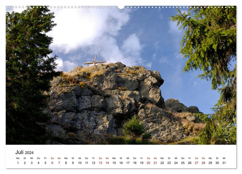 Croix au sommet de la forêt de Bohême (Calendrier mural CALVENDO Premium 2024) 