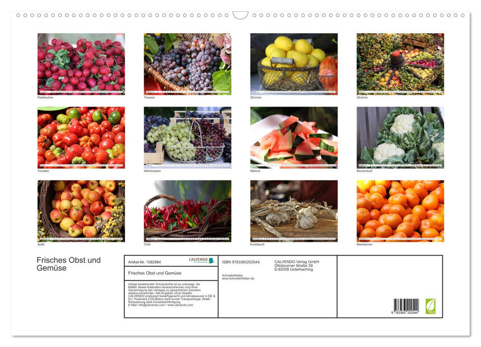 Frisches Obst und Gemüse (CALVENDO Wandkalender 2024)