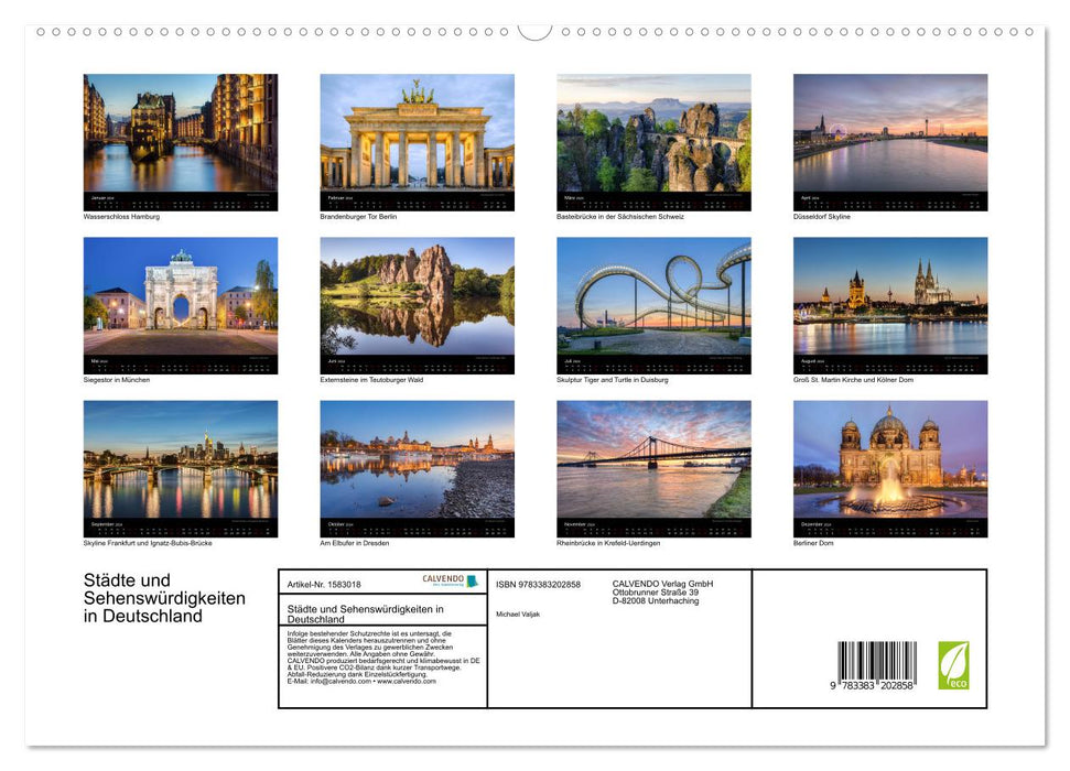 Villes et sites touristiques en Allemagne (Calendrier mural CALVENDO Premium 2024) 