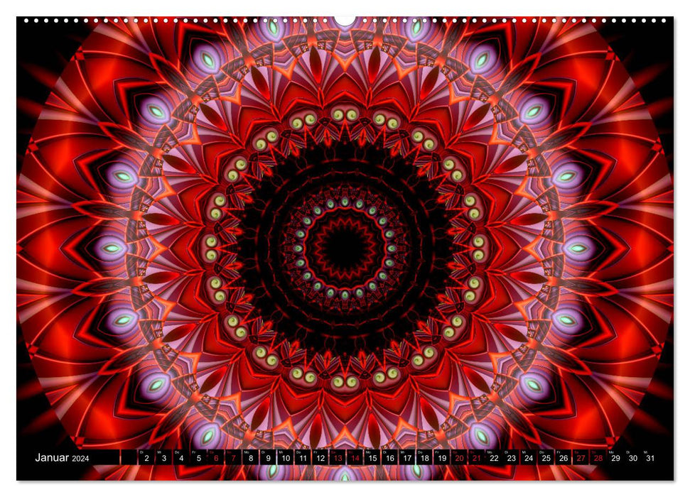 Energy mandalas strength through the color red (CALVENDO wall calendar 2024) 