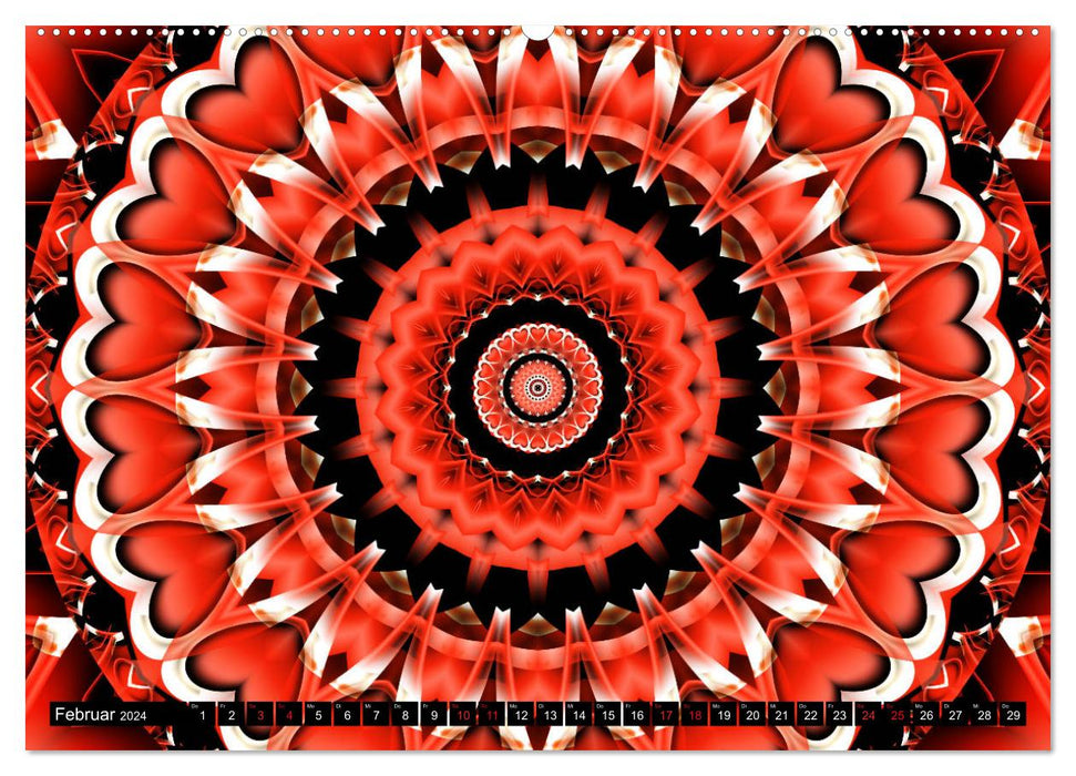 Energy mandalas strength through the color red (CALVENDO wall calendar 2024) 