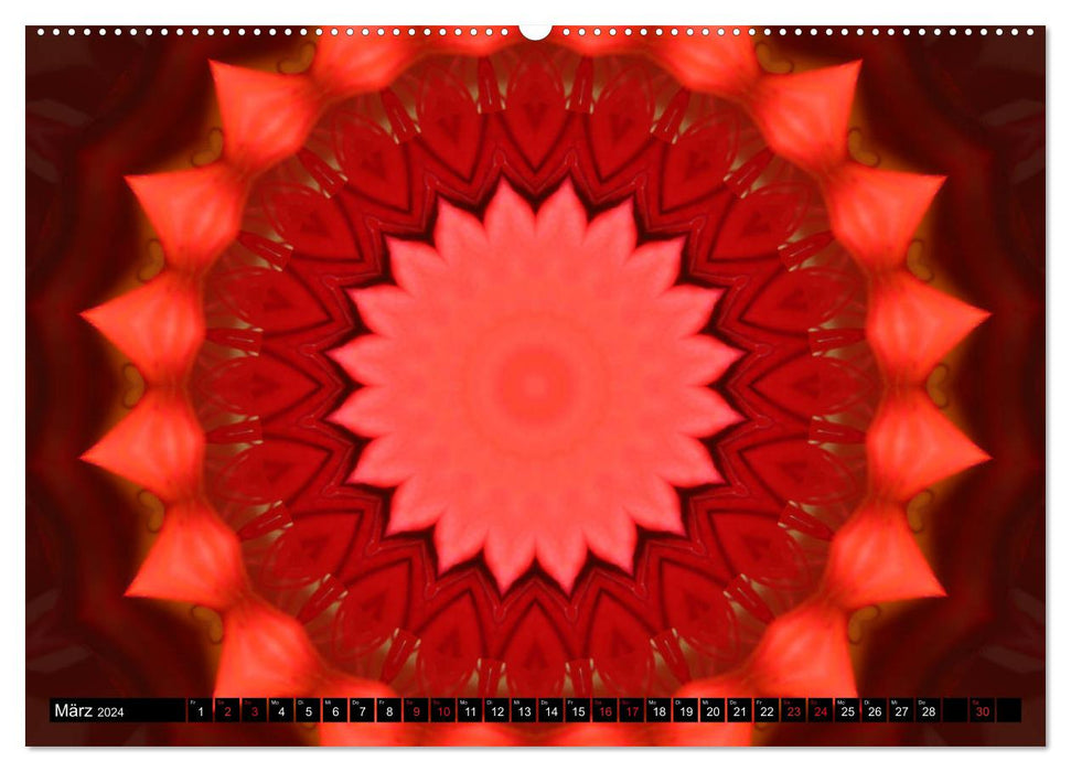 La force des mandalas énergétiques à travers la couleur rouge (calendrier mural CALVENDO 2024) 
