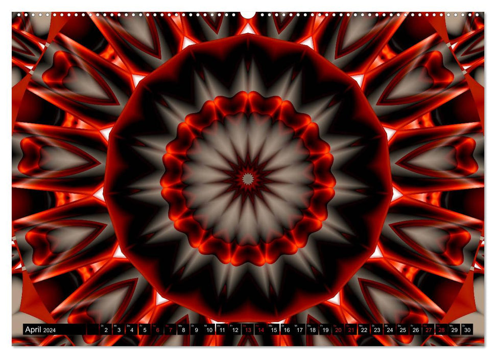 Energy mandalas strength through the color red (CALVENDO wall calendar 2024) 