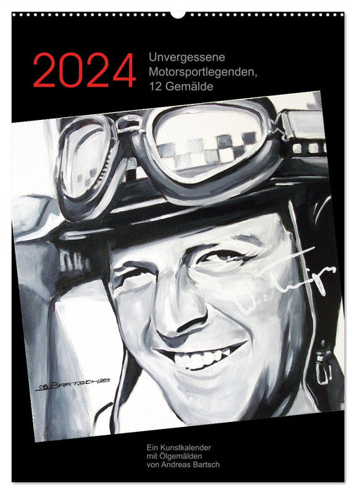 Unvergessene Motorsportlegenden, 12 Gemälde (CALVENDO Wandkalender 2024)