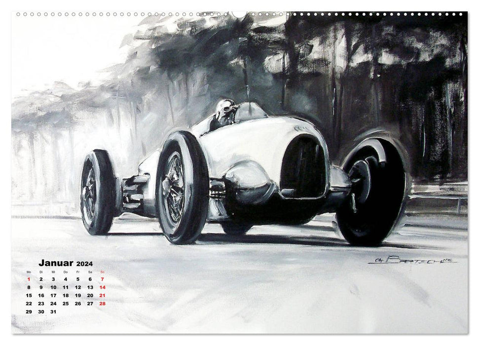 Cars and Stars, retro motorsport paintings in SW (CALVENDO wall calendar 2024) 