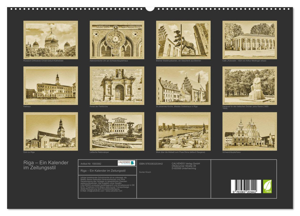 Riga - Un calendrier au style journal (CALVENDO Premium Wall Calendar 2024) 