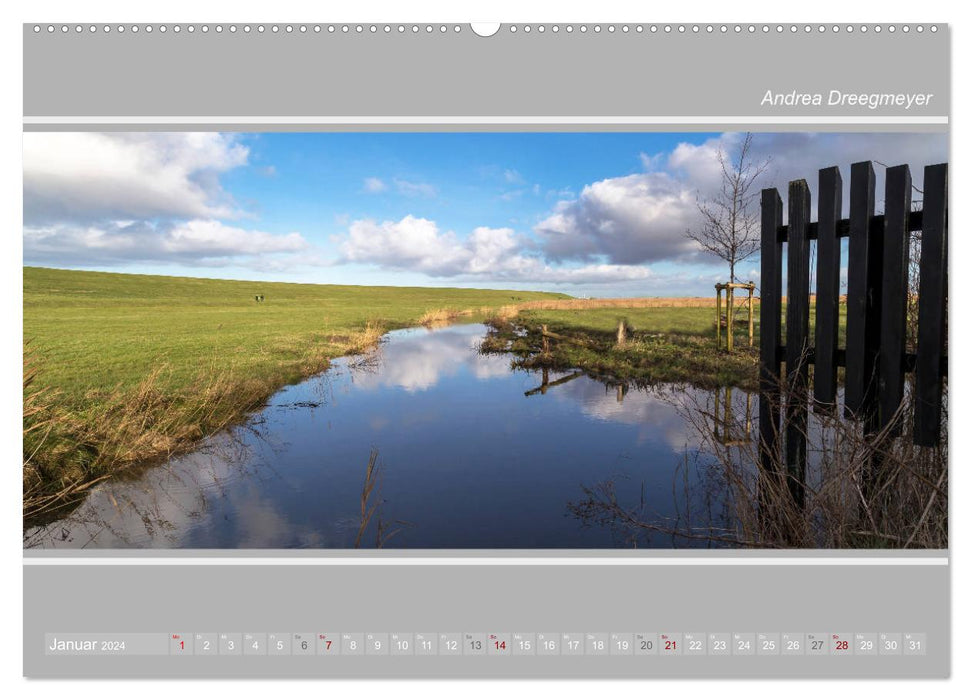 Krummhörn im Panorama-Format (CALVENDO Wandkalender 2024)