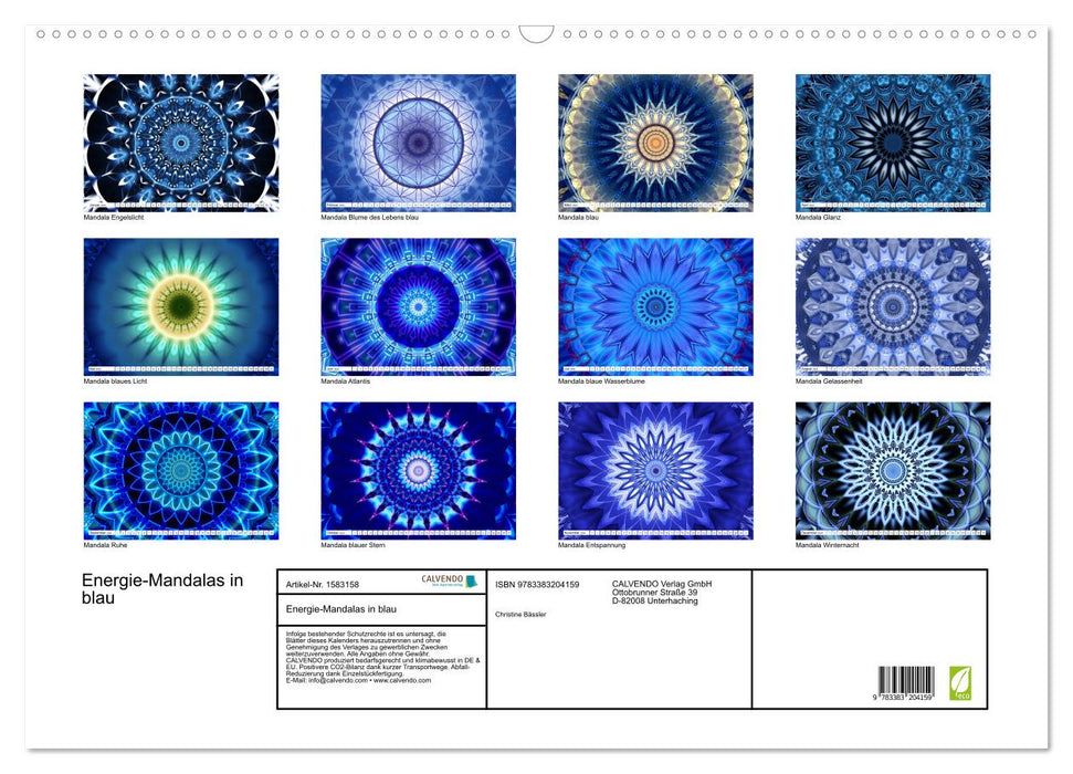 Energy mandalas in blue (CALVENDO wall calendar 2024) 