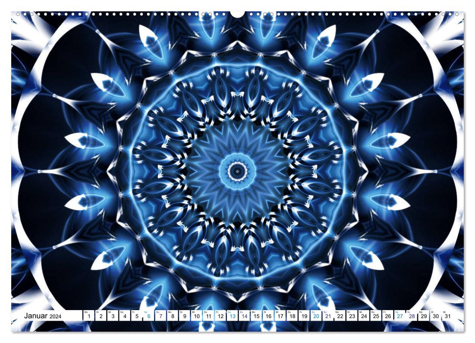 Mandalas énergétiques en bleu (calendrier mural CALVENDO 2024) 