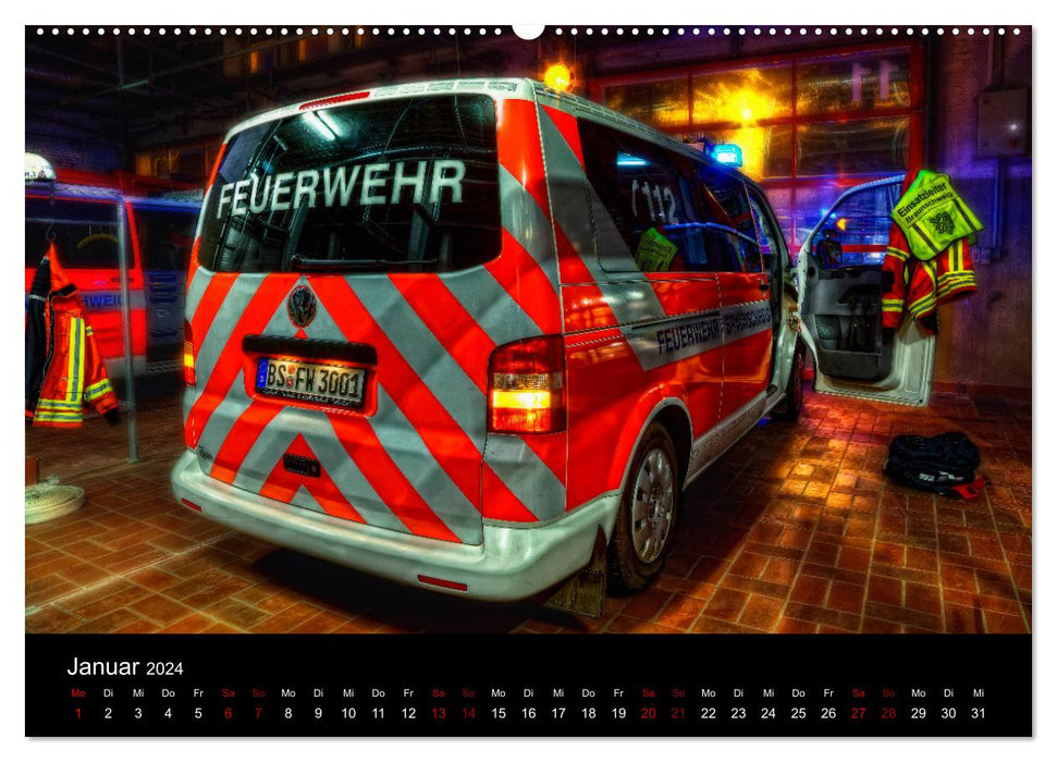 Pompiers professionnels de Braunschweig (calendrier mural CALVENDO 2024) 