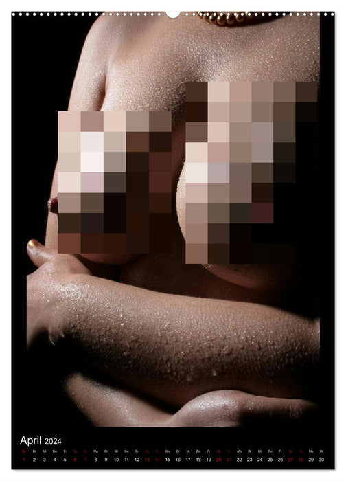 Perlenglanz - Wassertropfen auf nackter Haut (CALVENDO Wandkalender 2024)