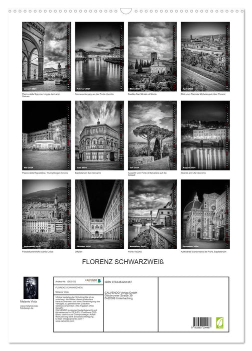 FLORENCE NOIR ET BLANC (Calendrier mural CALVENDO 2024) 