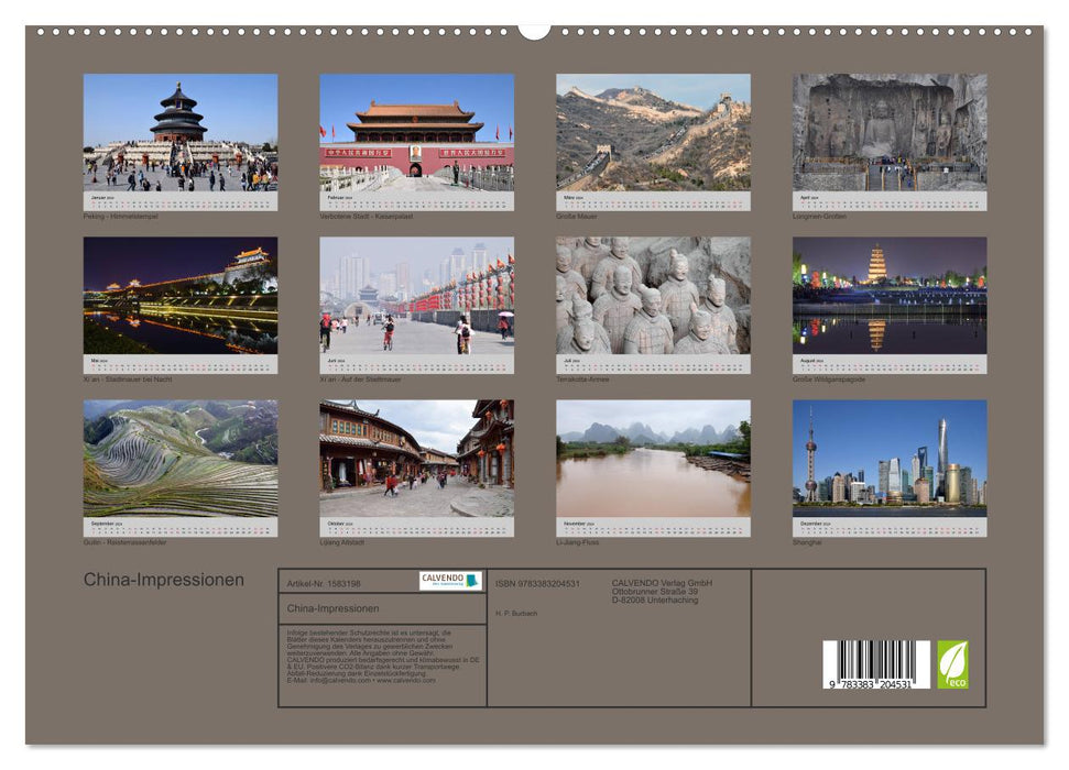 China-Impressionen (CALVENDO Premium Wandkalender 2024)