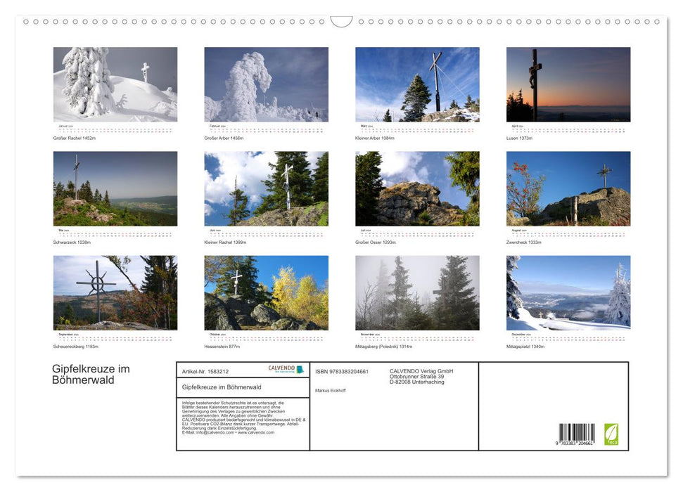 Summit crosses in the Bohemian Forest (CALVENDO wall calendar 2024) 