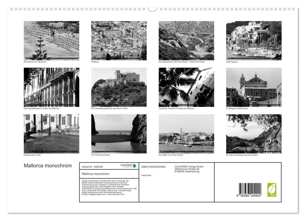 Mallorca monochrome (CALVENDO Premium Wall Calendar 2024) 