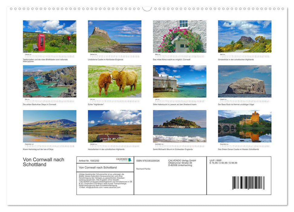 From Cornwall to Scotland (CALVENDO Premium Wall Calendar 2024) 