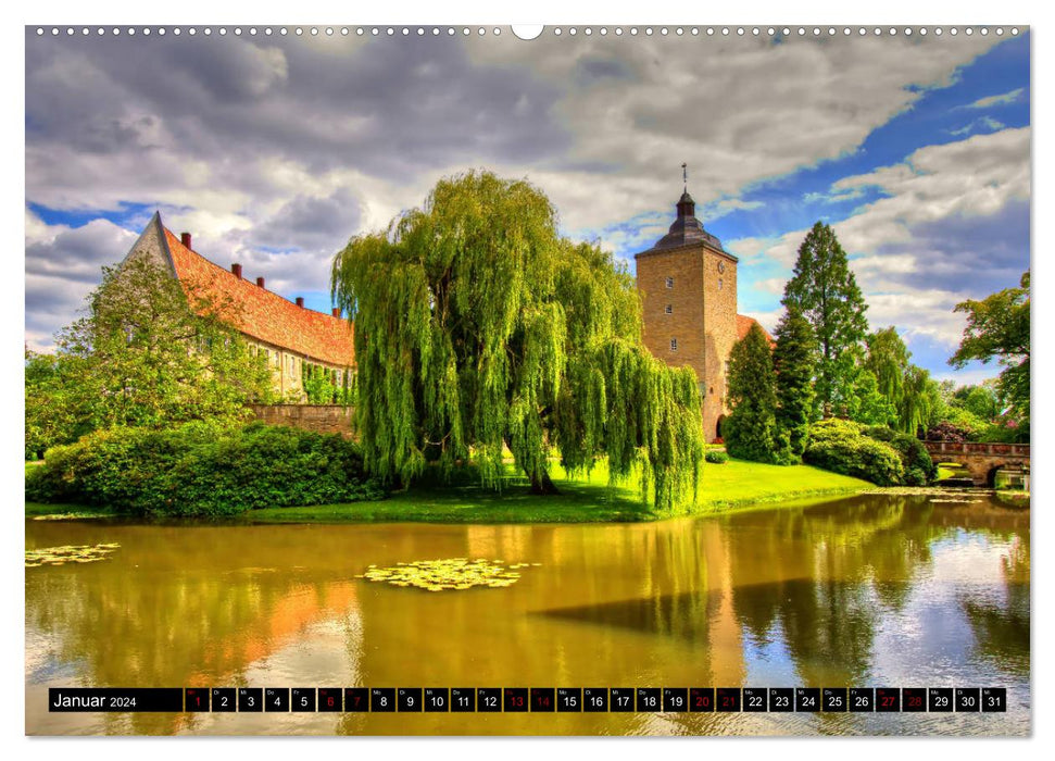 Münsterland Romantik - Romantic castles and moated castles (CALVENDO Premium Wall Calendar 2024) 