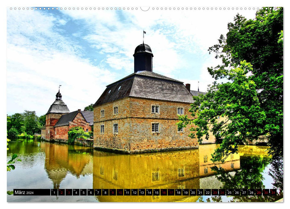 Münsterland Romantik - Romantic castles and moated castles (CALVENDO Premium Wall Calendar 2024) 