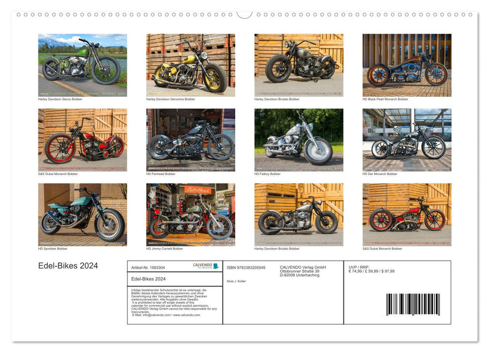 Noble Bikes 2024 (Calendrier mural CALVENDO Premium 2024) 