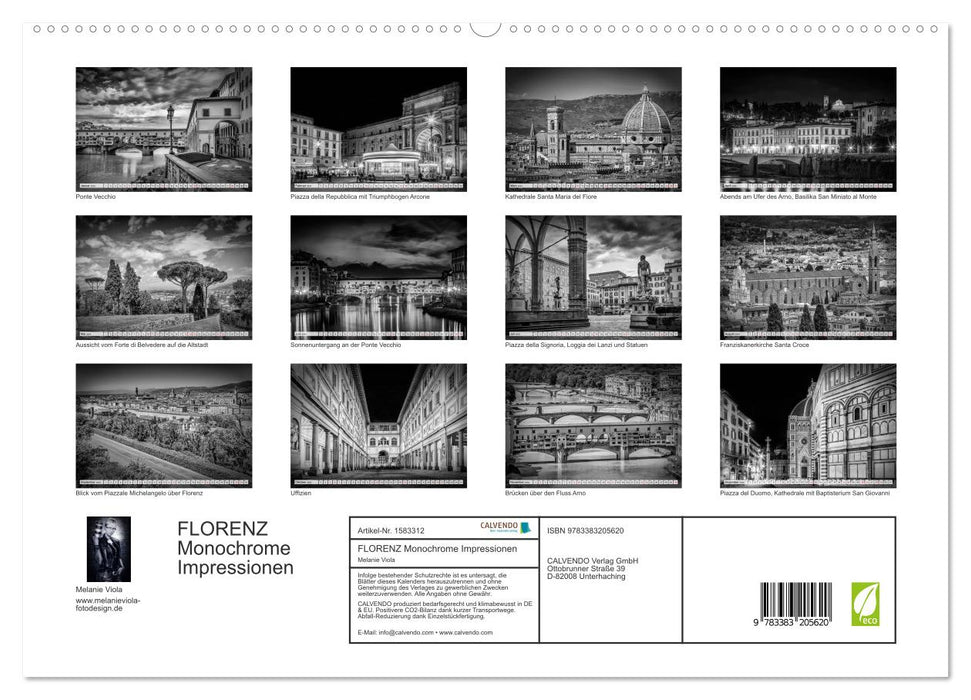 FLORENZ Monochrome Impressionen (CALVENDO Premium Wandkalender 2024)