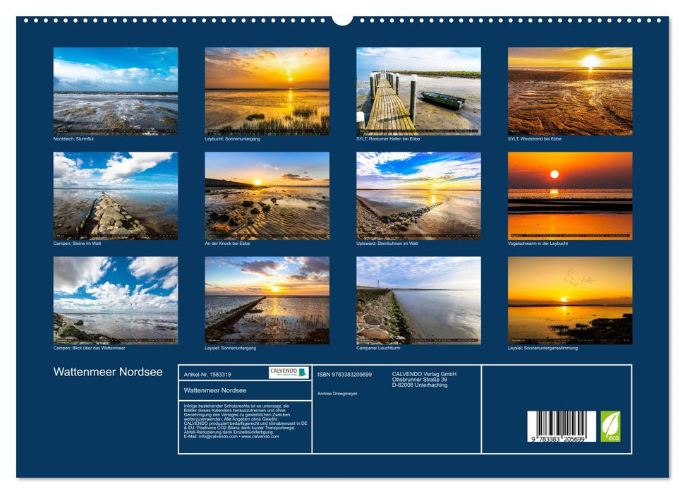 Wattenmeer Nordsee - Lichtstimmungen zwischen Land und Meer (CALVENDO Premium Wandkalender 2024)