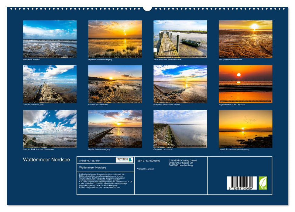 Mer des Wadden Mer du Nord - ambiances lumineuses entre terre et mer (Calendrier mural CALVENDO Premium 2024) 