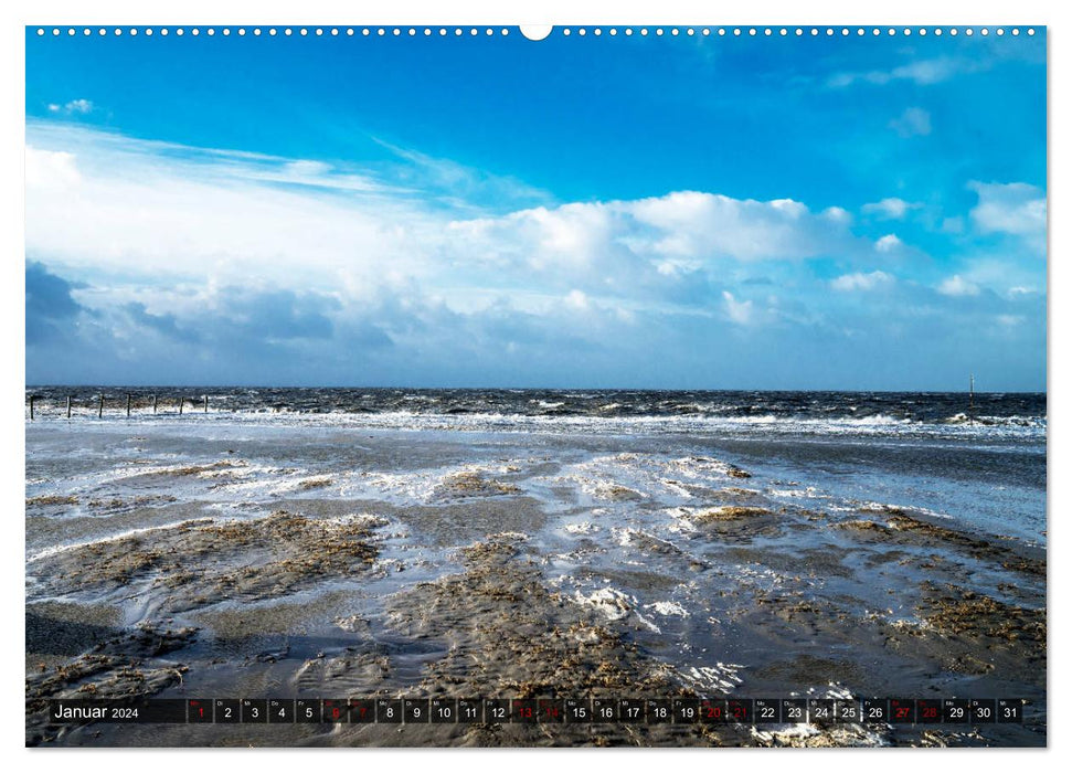 Mer des Wadden Mer du Nord - ambiances lumineuses entre terre et mer (Calendrier mural CALVENDO Premium 2024) 