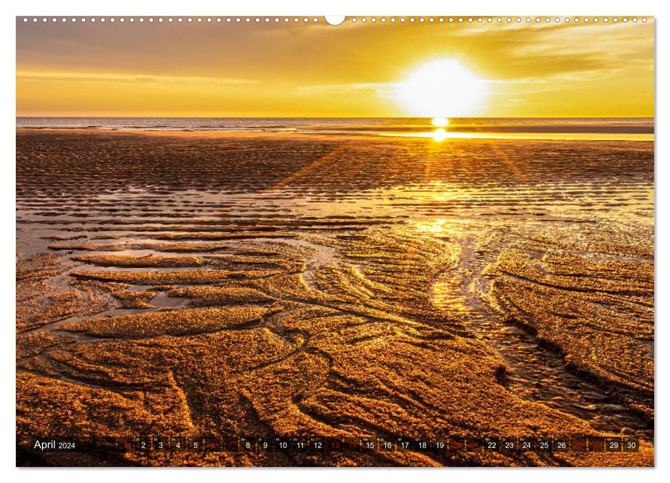Mer des Wadden Mer du Nord - ambiances lumineuses entre terre et mer (Calendrier mural CALVENDO Premium 2024) 