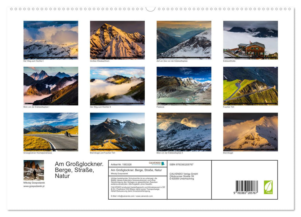 Au Grossglockner. Montagnes, Route, Nature (Calendrier mural CALVENDO Premium 2024) 