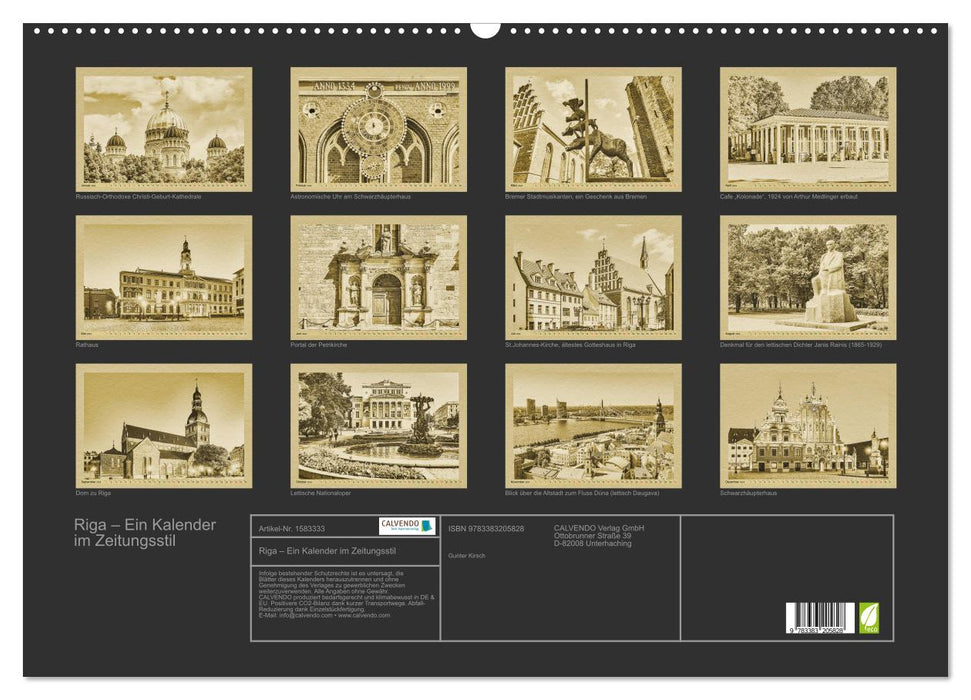 Riga – A newspaper-style calendar (CALVENDO wall calendar 2024) 