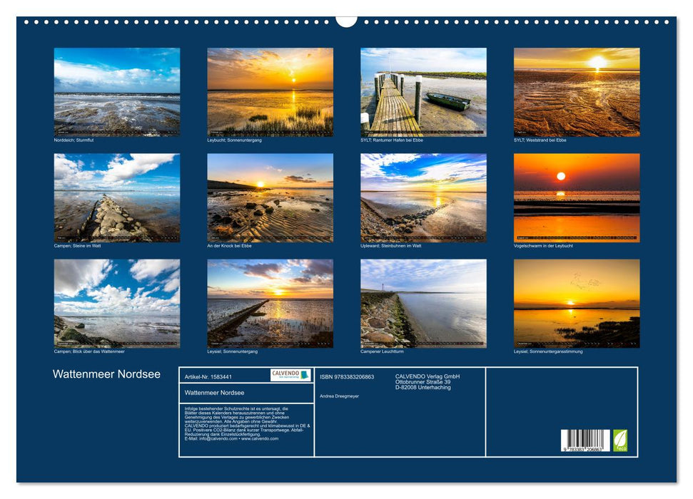 Wattenmeer Nordsee - Lichtstimmungen zwischen Land und Meer (CALVENDO Wandkalender 2024)