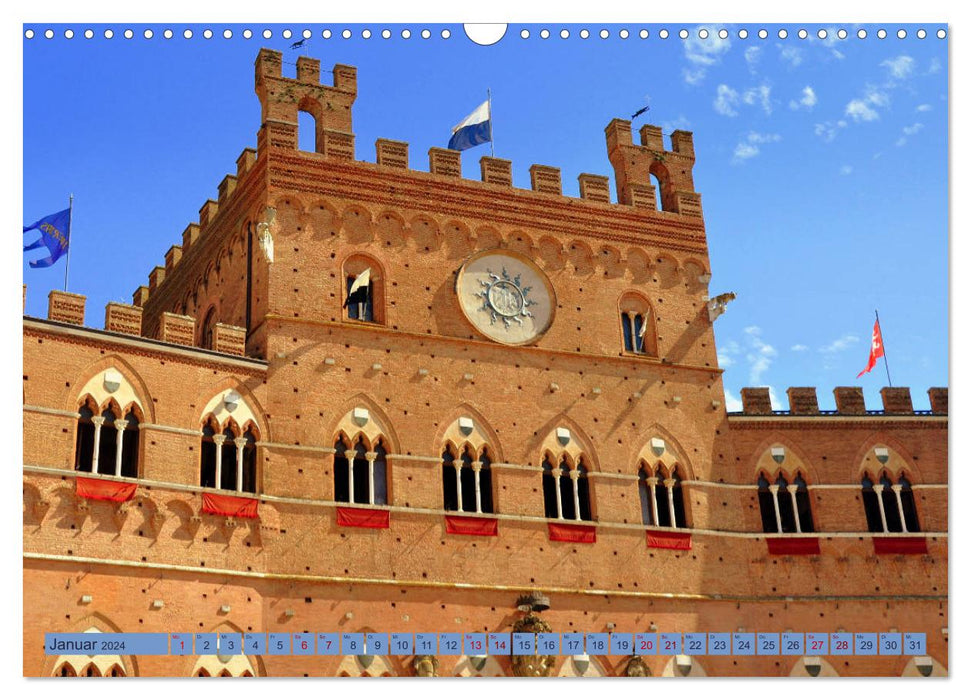 Siena - Stadt des legendären Palio (CALVENDO Wandkalender 2024)