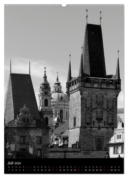 Prague - The Golden City in monochrome (CALVENDO Premium Wall Calendar 2024) 