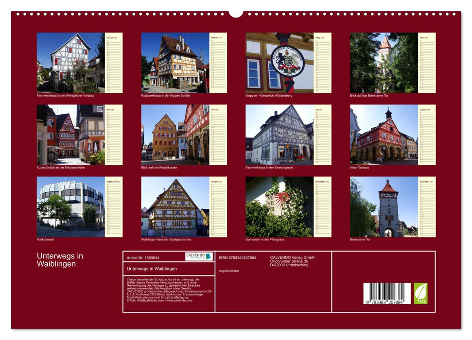 Unterwegs in Waiblingen (CALVENDO Premium Wandkalender 2024)