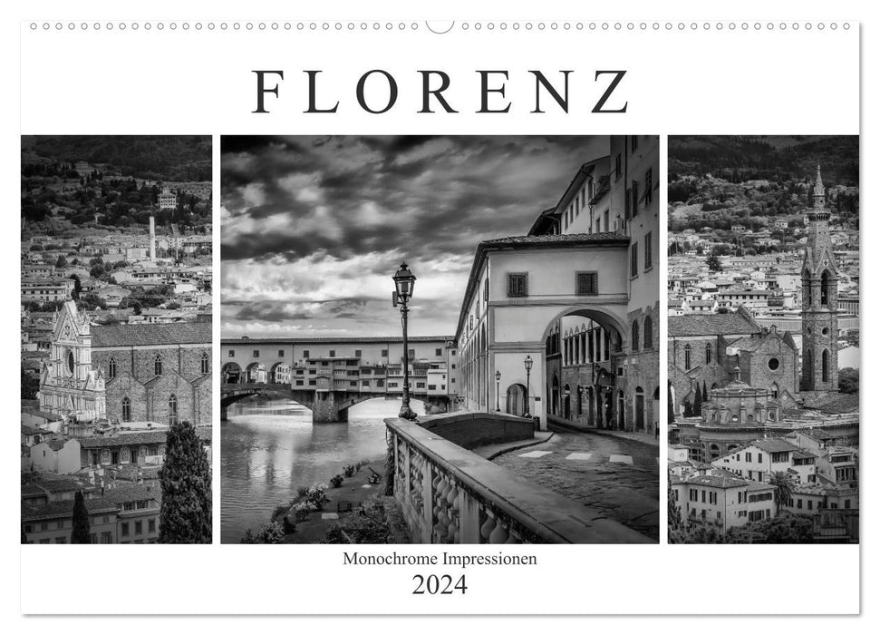 FLORENZ Monochrome Impressionen (CALVENDO Wandkalender 2024)