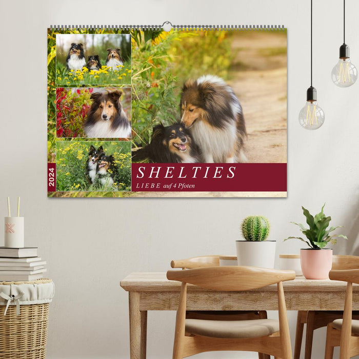 SHELTIES love on 4 paws (CALVENDO wall calendar 2024) 