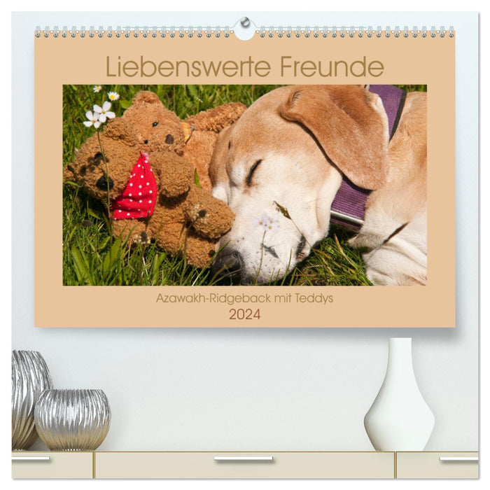 Liebenswerte Freunde - Azawakh-Ridgeback mit Teddys (CALVENDO Premium Wandkalender 2024)