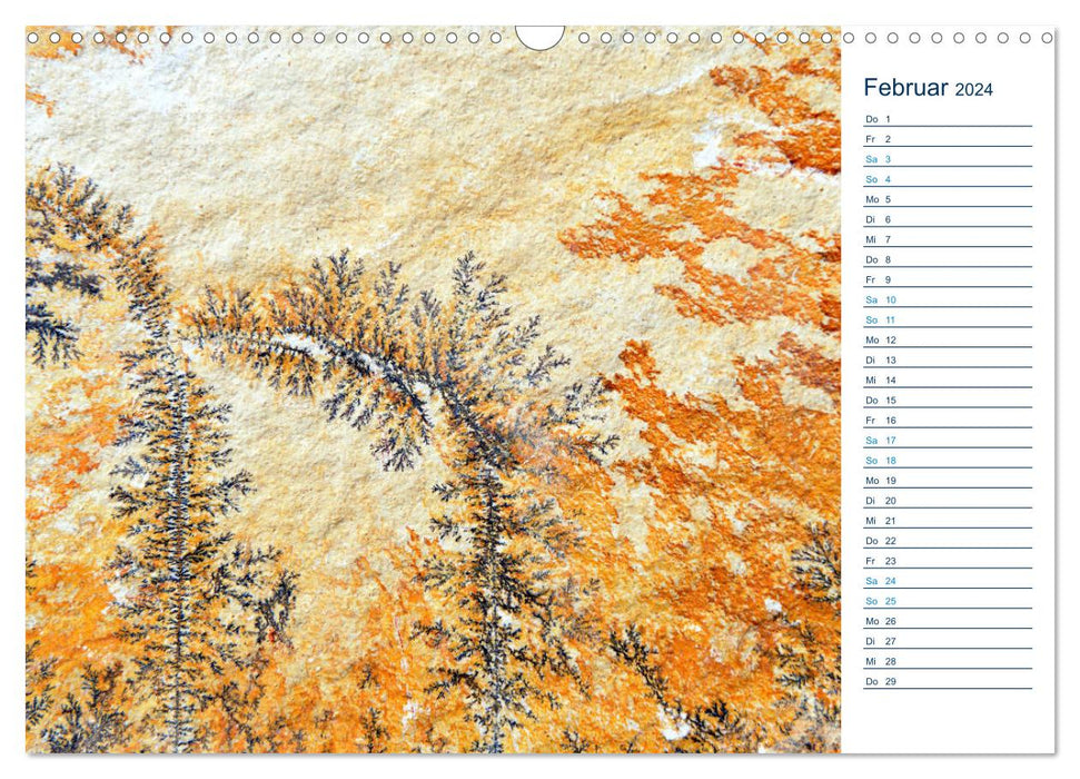 Fairytale worlds made of stone - manganese oxide dendrites from Solnhofen (CALVENDO wall calendar 2024) 