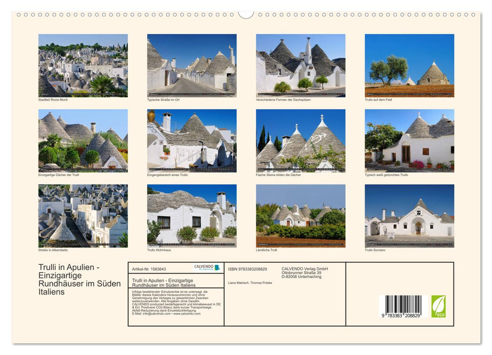 Trulli in Apulia - Unique round houses in the south of Italy (CALVENDO Premium Wall Calendar 2024) 