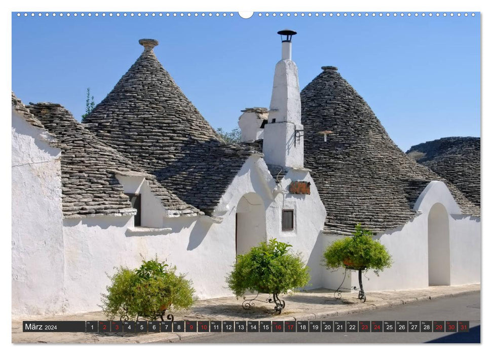 Trulli in Apulia - Unique round houses in the south of Italy (CALVENDO Premium Wall Calendar 2024) 