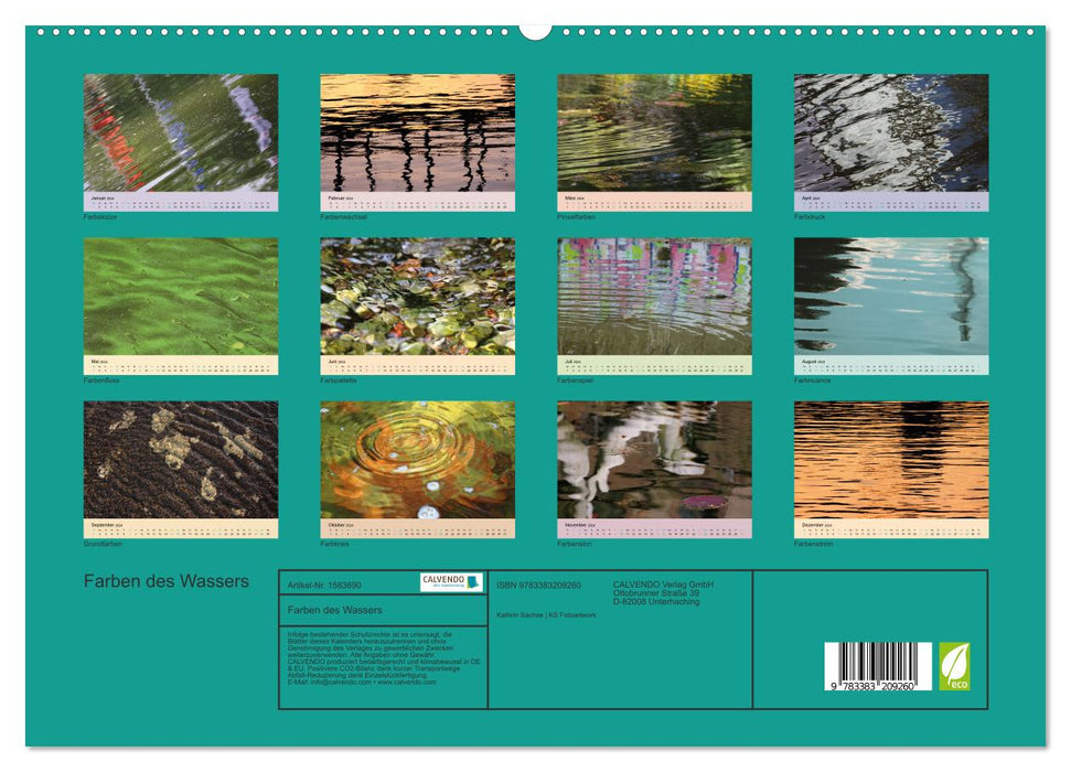 Farben des Wassers (CALVENDO Premium Wandkalender 2024)