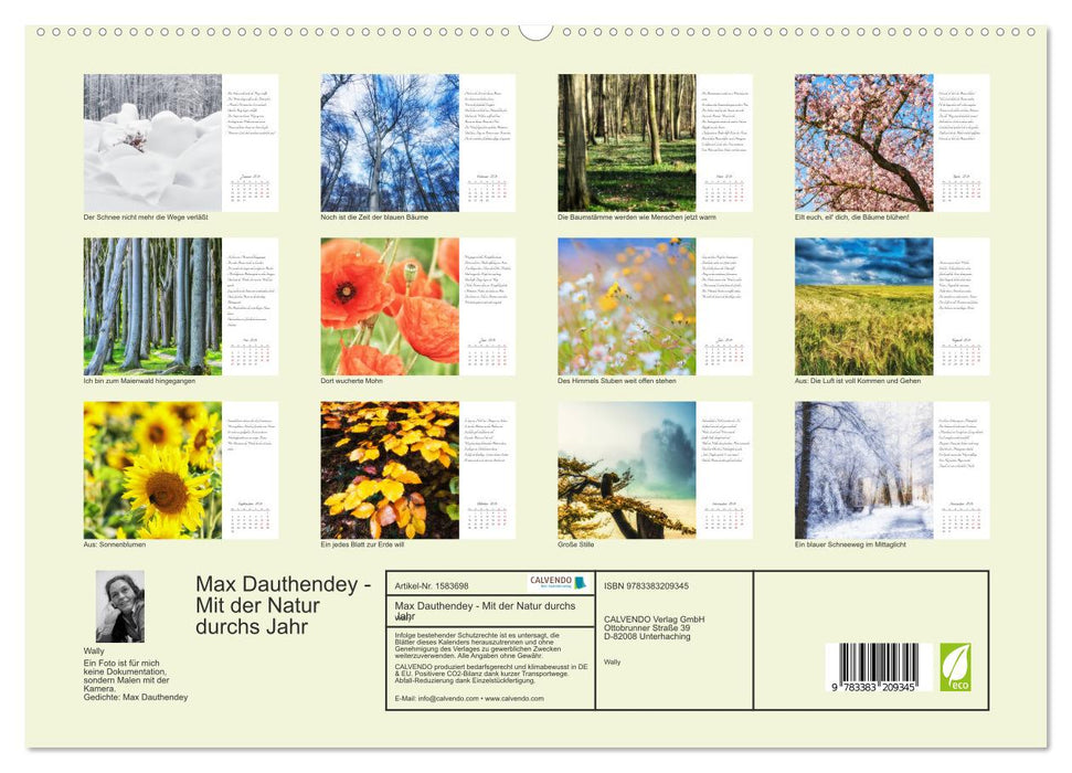 Max Dauthendey - Avec la nature tout au long de l'année (Calendrier mural CALVENDO Premium 2024) 