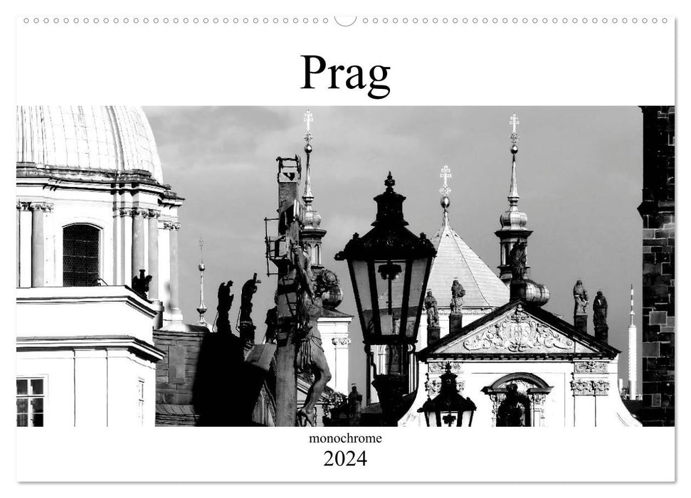 Prague monochrome (calendrier mural CALVENDO 2024) 