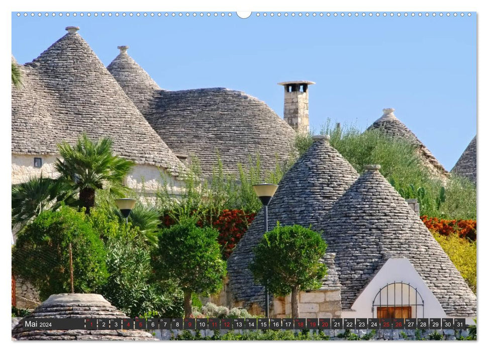 Trulli in Apulien - Einzigartige Rundhäuser im Süden Italiens (CALVENDO Wandkalender 2024)