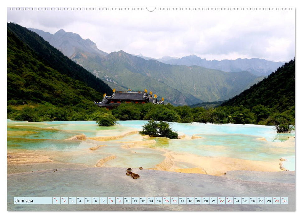 Die magischen Gewässer von Jiuzhaigou und Huanglong (CALVENDO Wandkalender 2024)