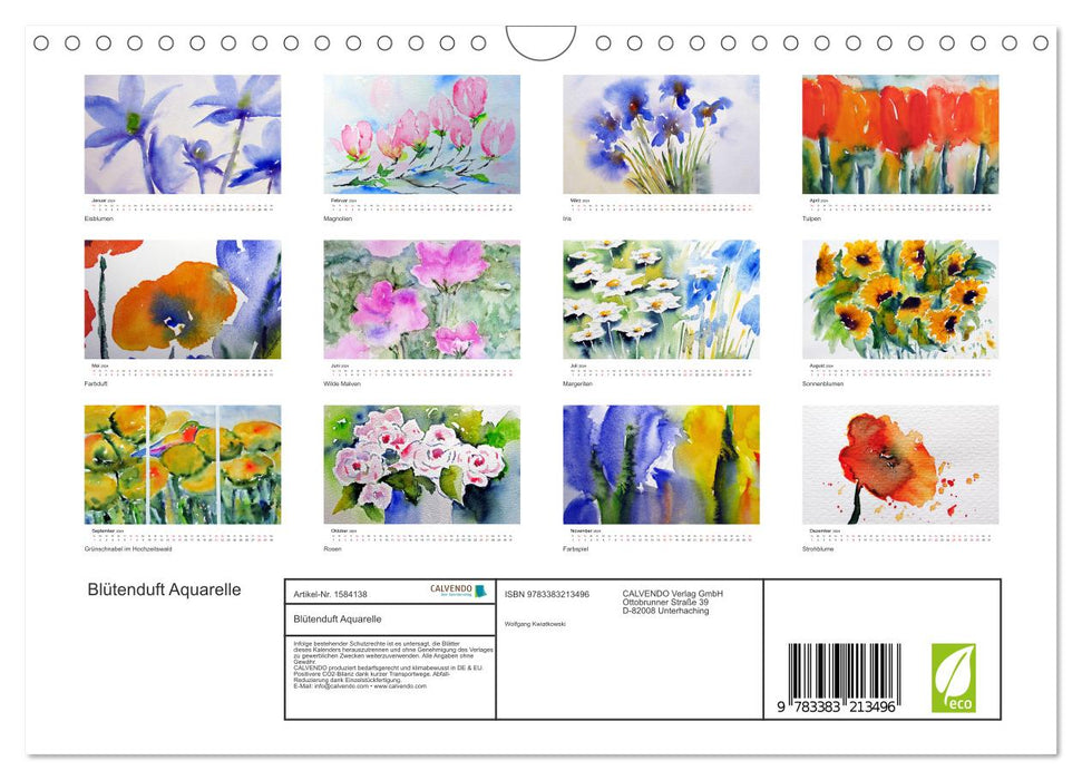 Blütenduft Aquarelle (CALVENDO Wandkalender 2024)