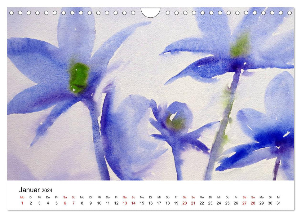 Blütenduft Aquarelle (CALVENDO Wandkalender 2024)