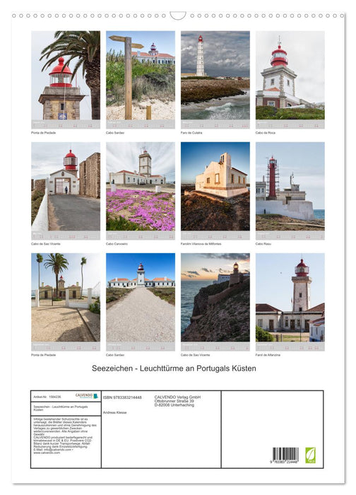 Marques de mer - phares sur les côtes du Portugal (calendrier mural CALVENDO 2024) 